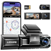 AZDOME Autokamera se 3 objektivy 1440P + 1080P + 1080P, WiFi, GPS, 4K přední kamera, super noční vidění, monitorování parkování,